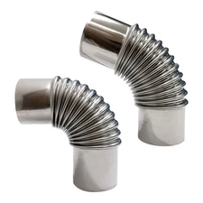 Elbow Pipe 2 PCS 90 Degree Chimney Stainless Steel Flue for Camping Wood Stove