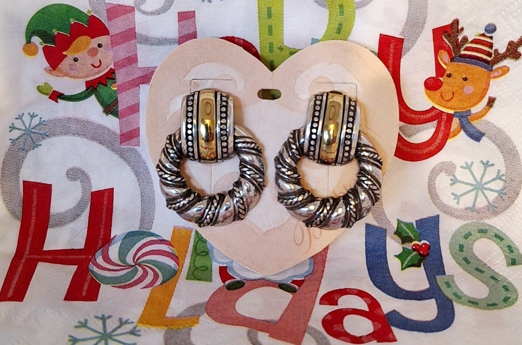 Brighton 2~TONE Bordeaux Doorknocker Earrings~Slight Brassy~New Posts~Don't Show