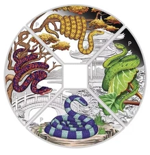 2025 Tuvalu Lunar Year of the Snake Quadrant 4 oz Silver Proof Coin Set
