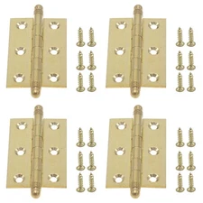 Joyangy Pack of 4 2.5 Inch Brass Door Butt Hinges, Mini Cabinet Decorative Fo...