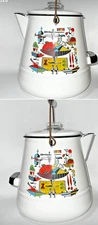 Georges Briard 5 QUART Enameled Coffee Pot  Turkey Feast COMPLETE MCM 1960s