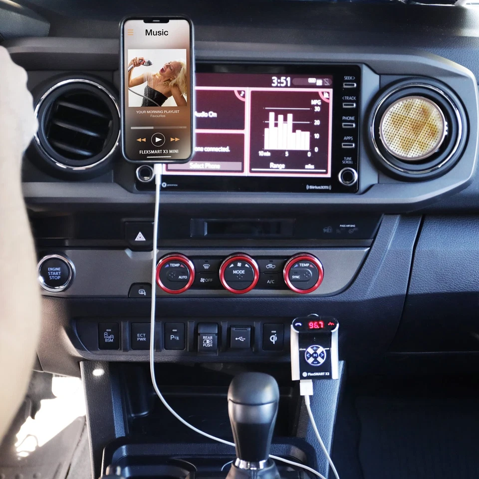 FlexSMART X3 Mini Bluetooth Car Adapter for Handsfree Calling, USB Charging, ... - Image 3 of 4