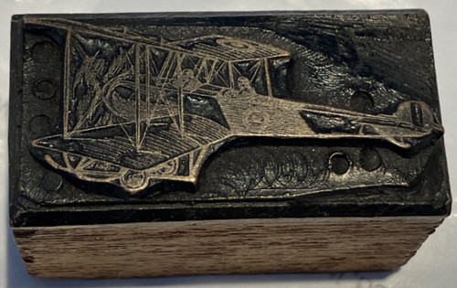 c.1914-1919 Letterpress Printing Block - 1914 Avro 504 RAF 2 Seater Bi-Plane