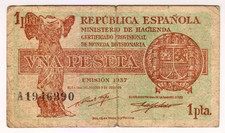 1937 Spain 1 Peseta 1946390 Paper Money Banknotes Currency