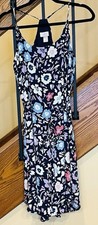 Loft Dress Racer back tie At Waist Navy Floral SZ. Small