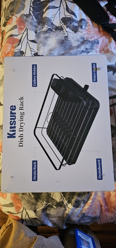 Kitsure Dish Drying Rack for Kitchen Counter, 12''W x 15.5''L - 1 Tier, Black
