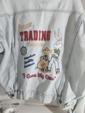 Vintage 90s Looney Tunes Bugs Bunny Tweety Denim Jacket Acme Unisex Men's Large