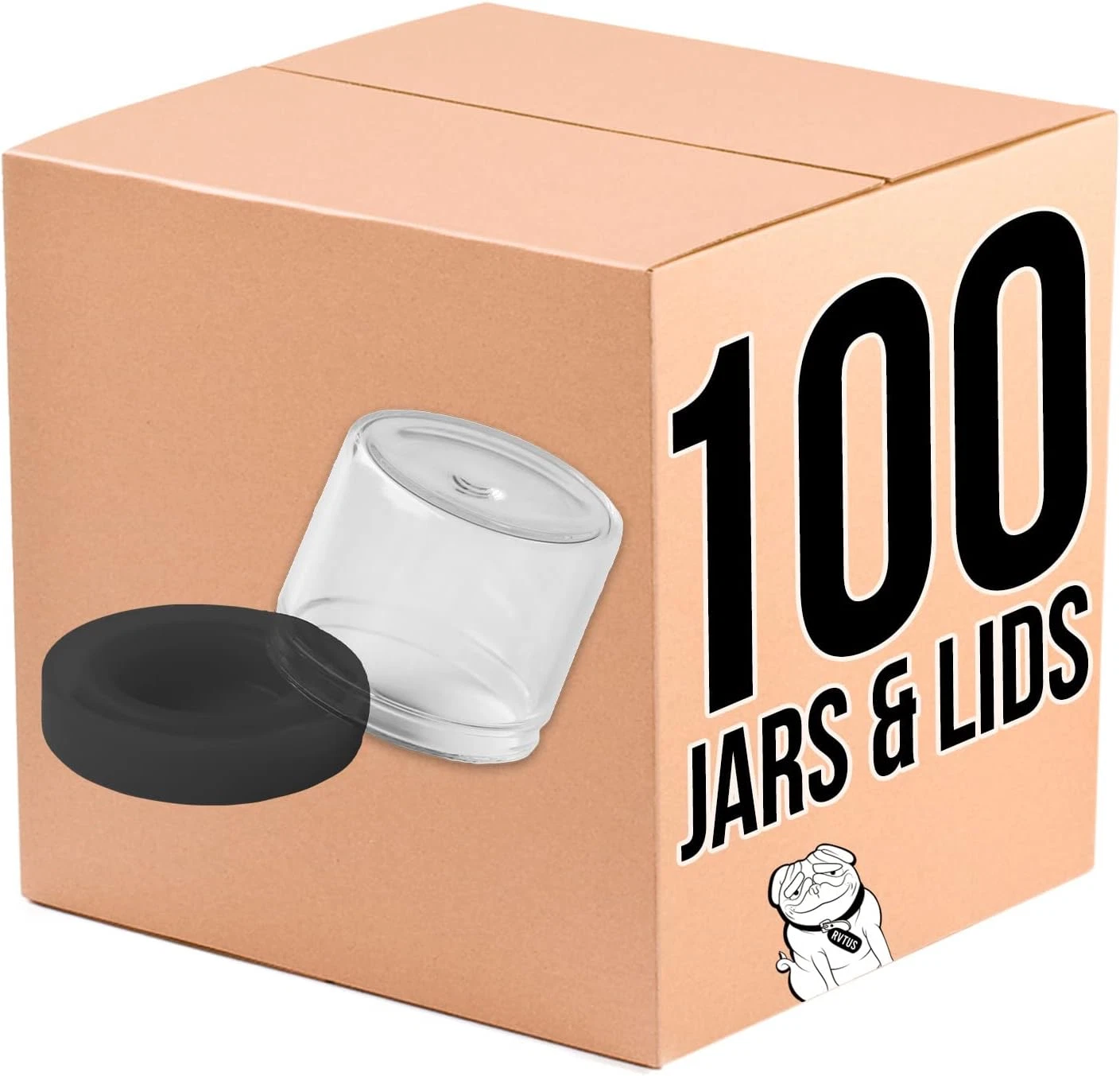 100 Pack - 6Ml round Glass Jar No-Neck Concentrate Container with Silicone Lids