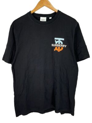 Tシャツ・カットソー Burberry SS25 'Harriston' T-shirt (8084233 BLACK) BURBERRY T-SHIRT S COTTON Black 8032185 TB RUBBER LOGO Used