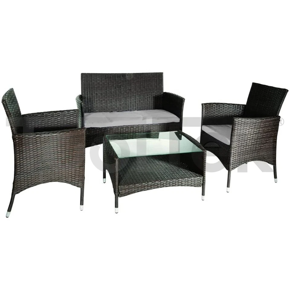 SET DA GIARDINO SALOTTO POLYRATTAN DIVANO POLTRONE CAPRERA - Immagine 3 di 4