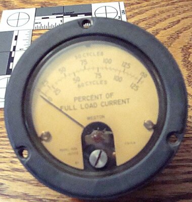 Vintage Percent of Full Load Current Gauge Weston*USED*FREE Shipping