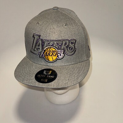 Los Angeles Lakers Hat Cap Snap Back Mens Gray Purple Ultra Game NBA Basketball!