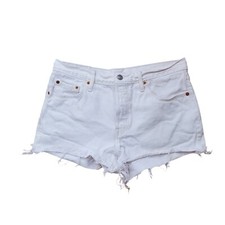 Levi's 510 White Cutoff Denim Shorts Frayed Hem Size 29W