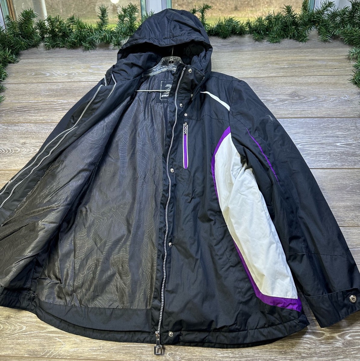 ZeroXposur Jacket size XL Black Purple Ski Coat Hood Coat ZeroXposur Jacket size XL Black Purple Ski Coat Hood Coat