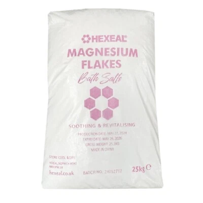 Hexeal MAGNESIUM FLAKES | 25kg Bag | 100% Pure | Bath Soak | Magnesium Chloride