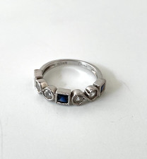 Sterling Silver Band Ring with Multicolor Stones Size 6.5