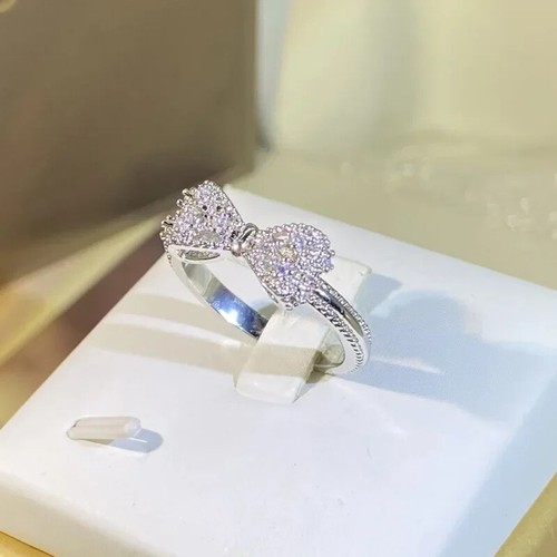 Bow Ring Statement Style for Women Silver Tone CZ Simulated Wedding Finger Band - Picture 2 of 6