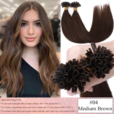Thick U-Tip 100% Human Hair Extensions 200S Pre-Bonded Keratin Nail Blonde Stand