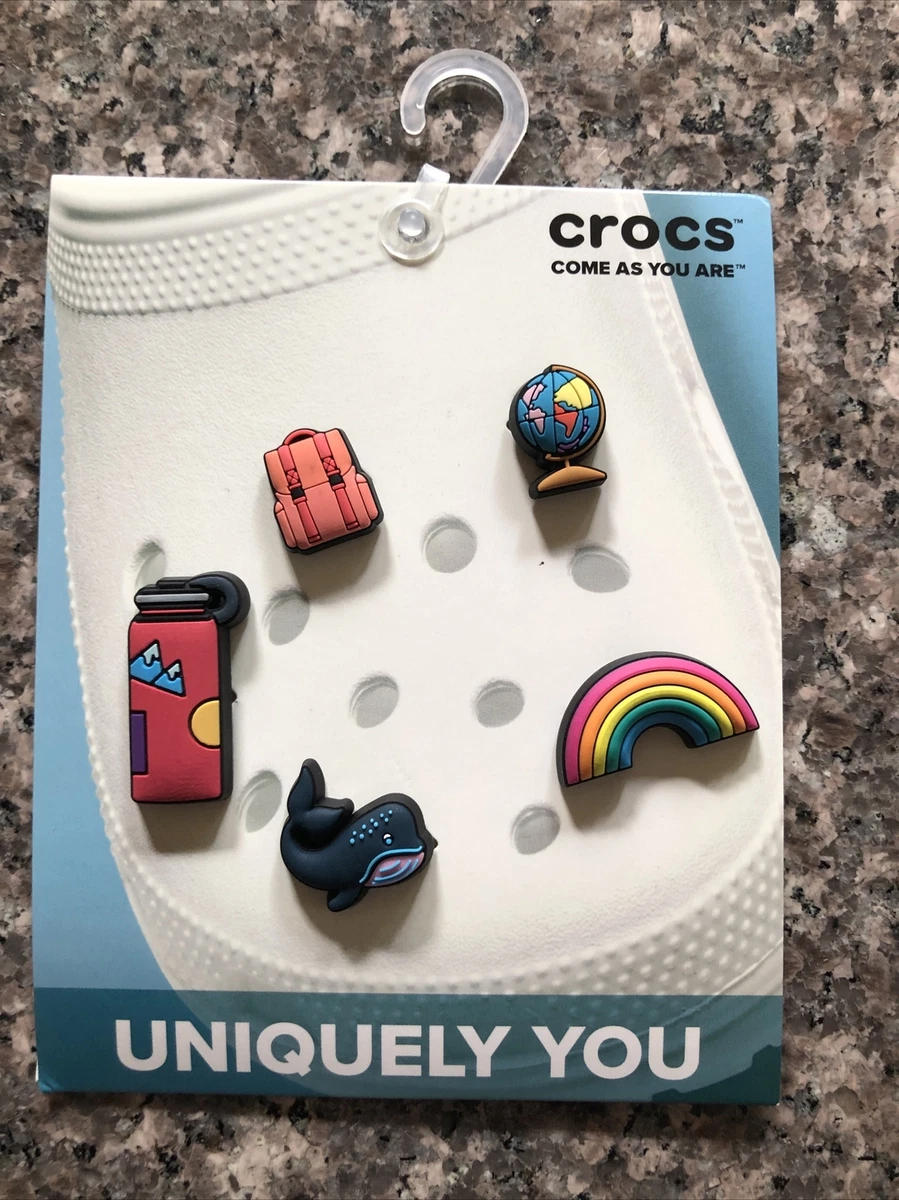 Crocs Jibbitz BACK TO SCHOOL Charms 5 Pk, Water Bottle, Backpack, Globe +,  NEW