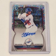 2023 Bowman Chrome Juan Alonso Bowman 1st Speckle AUTO #/299 DODGERS