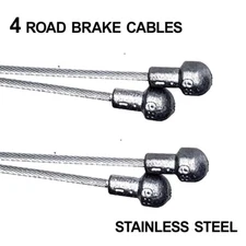 Bicycle Stainless Steel Road Brake Cables - 1700mm, 67in - 2 pairs (4 cables)