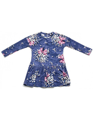 Monnalisa Abito Bambina in Velluto con Mughetti