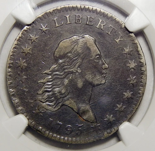 1795 NGC 2 LEAVES XF40 FLOWING HAIR HALF DOLLAR