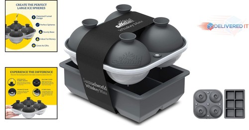 Silicone Ice Trays 2-Pack, 2" Cubes & 2.5" Spheres, Easy Release for Cocktails - Picture 2 of 11