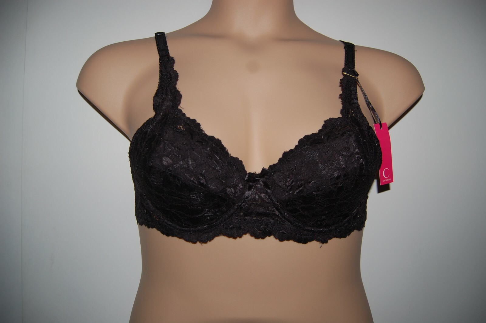 Cintamani Underwired Padded Lace Covered Full Cup Bra Black UK 36B EUR 80B BNWT