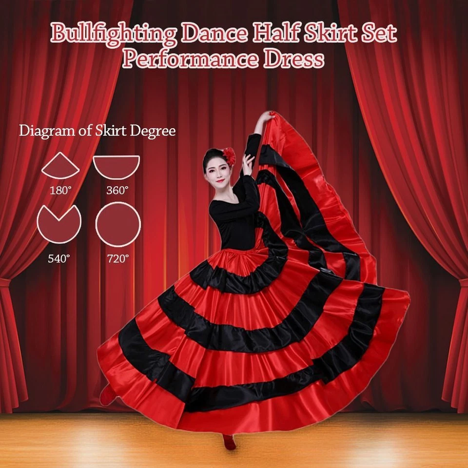 Big Swing Spanish Flamenco Skirt Smooth Large Swing Skirt for Women - image 2 of 4