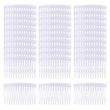 30 Pack Small Clear White Plastic Hair Side Combs Slide Bun Holder with 14 Te...