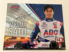 Takuma Sato Indianapolis Indy 500 Winner signed photo Card Indycar 2014 Foyt ABC