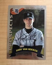 ANDY VAN HEKKEN DETROIT TIGERS SIGNED AUTOGRAPHED 2002 TOPPS CARD #T220 W/COA