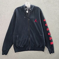 Air Jordan Men Sweatshirt XL Black Hoodie Logo Jumpman Embroidered Full Zip