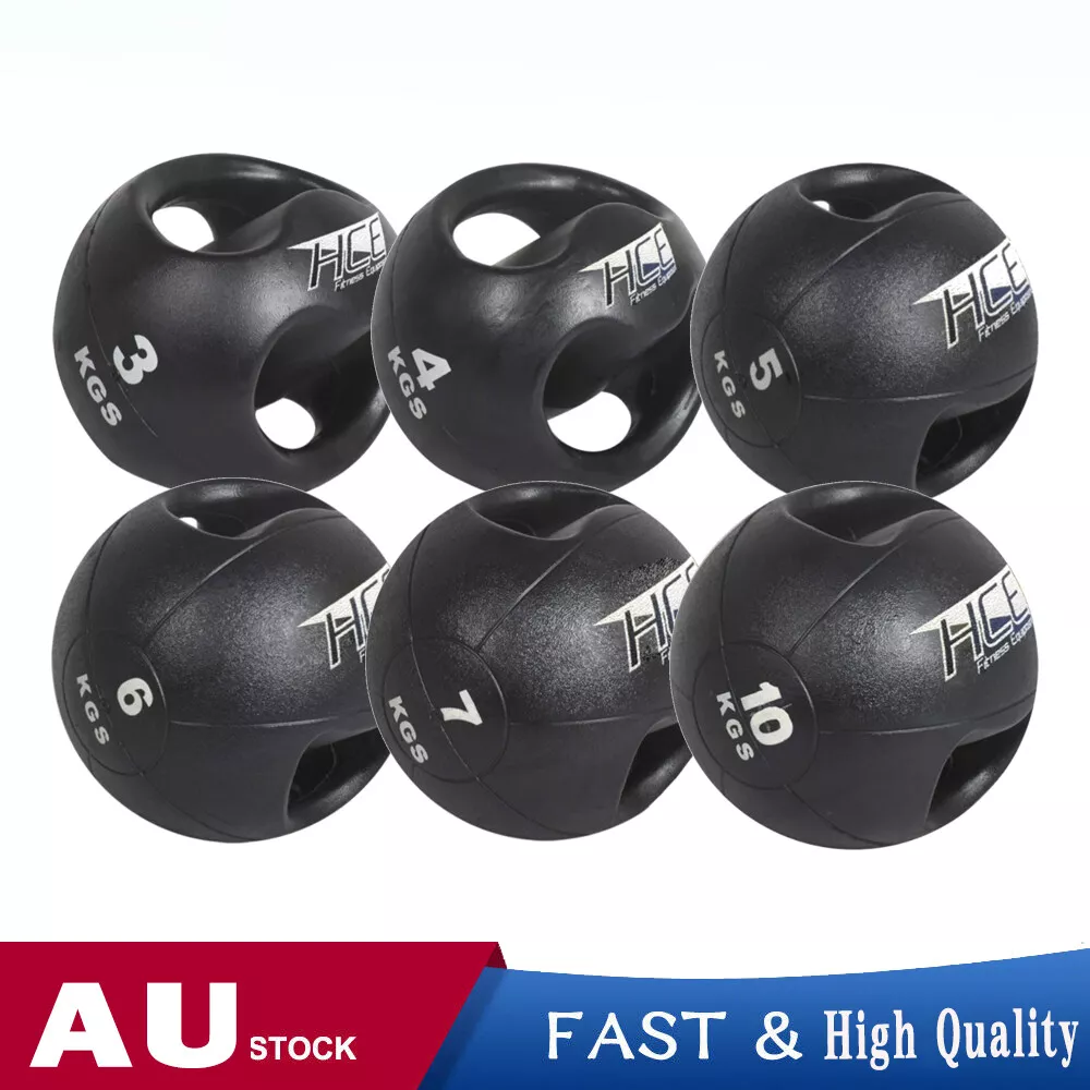 Dual Grip Handle Medicine Ball Exercise Weighted Rubber Med Balls