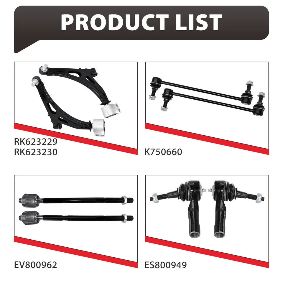 Kit de suspensión de dirección brazo de control inferior delantero de 8 piezas rótula para Impala 14-19 Foto 3 de 4