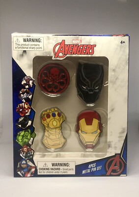 Marvel Iron Man/Hydra/Panther/Infinity 4 Piece Collector Pin Set With Lapel