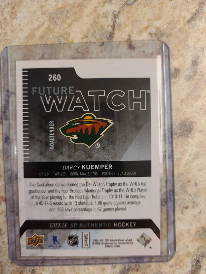 2013-14 Sp Authentic Darcy Kuemper /1299 Future Watch  - Image 2 of 2