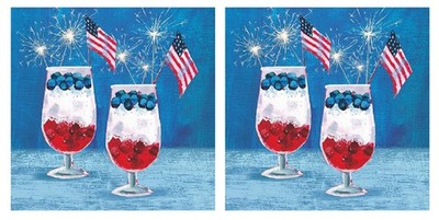 New Patriotic Parfait American Red White Blue Paper Beverage 40 Ct Napkin Bundle