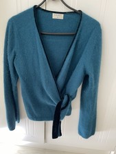 Kaliko Women's Teal Angora Wool Blend Soft Cross Over Cardigan/ Jumper Size 14