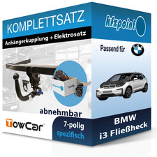 Für BMW i3 Fließheck 13- TOWCAR Anhängerkupplung abnehmbar + 7polig E-Satz neu