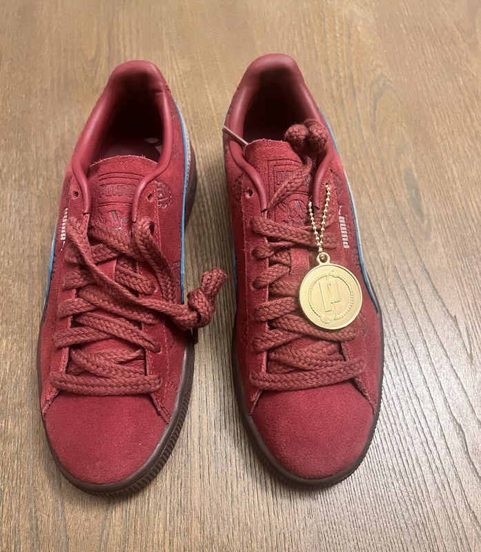 PUMA Red Suede Low Top Lace-Up Sneakers Rubber Outsole Style 396719 02