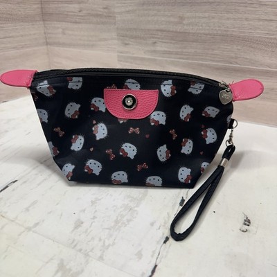 Black Hello Kitty Wristlet Style Bag Waterproof Material Makeup