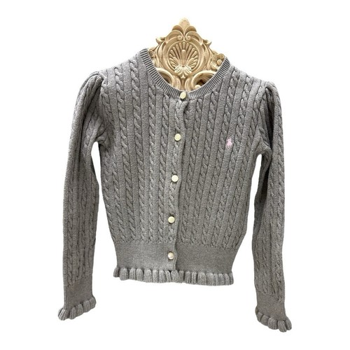 Polo Ralph Lauren Girls Cable Knit Cardigan Sweater Size 5 Lavender 100% Cotton - Picture 6 of 6