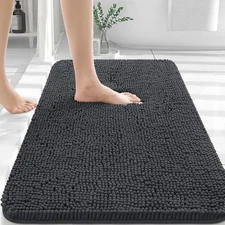 OLANLY Bathroom Rugs 30x20, Extra Soft 1'8" x 2'6" (Rectangular), Dark Grey 