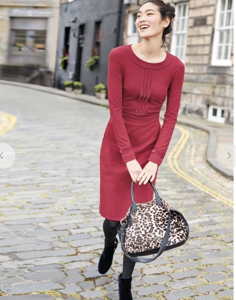 Boden Gisele Ponte Women’s Sheath Dress Size 6 Red Burgundy Long Sleeves - Image 4 of 4