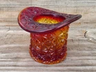 Vintage Fenton Amberina Glass Daisy & Button Top Hat Toothpick Holder Cadmium UV