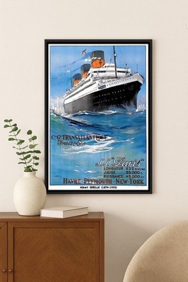 S.S. Paris French Line Poster c1920s - 24x32    Albert Sebille Art Print
