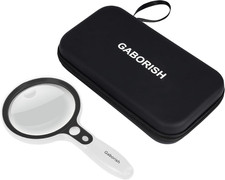 Large Magnifying Glass with 37 LED Light and Case, 10X 20X 45X Handheld Illumina