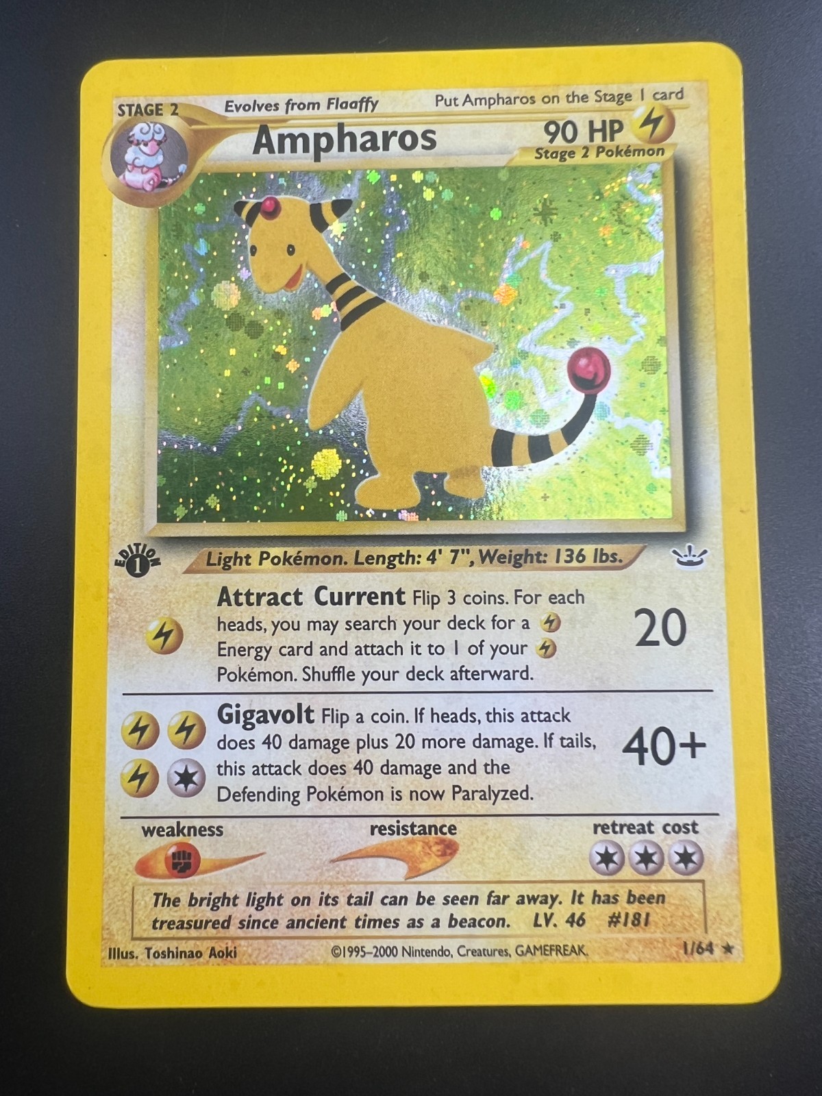 Ampharos - 1/64 - Pokemon Neo Revelation 1st Edition Holo Rare Card WOTC NM